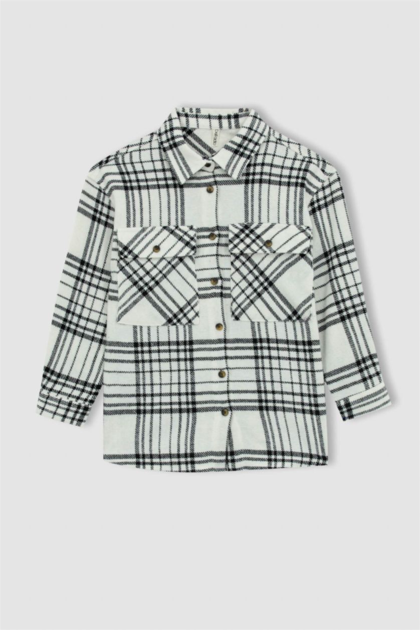 GIRLS & TEENS Black Girls Flannel Reversible Long Sleeve Shirt