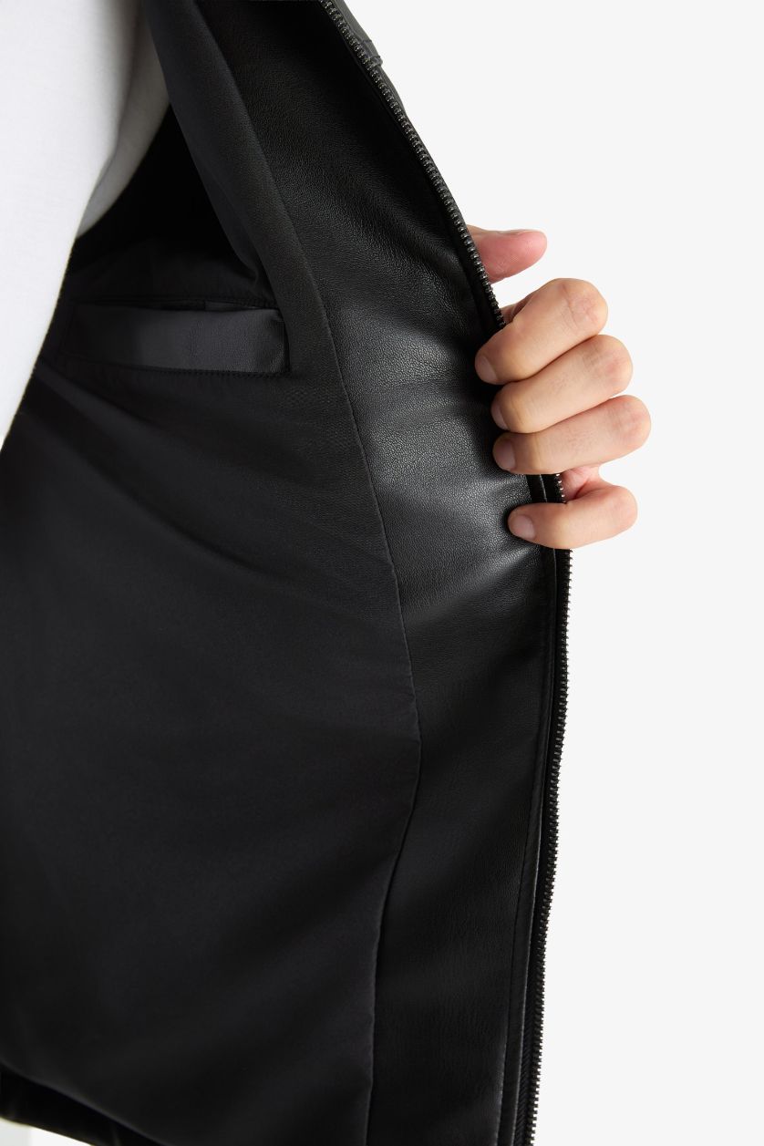 MAN Black Oversize Fit Shirt Collar Waterproof Jacket