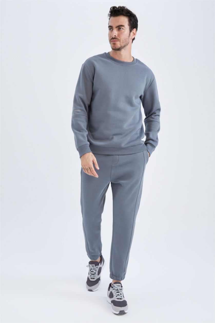 MAN Grey Standard Fit Thick Sweatshirt Fabric Sweatshirt
