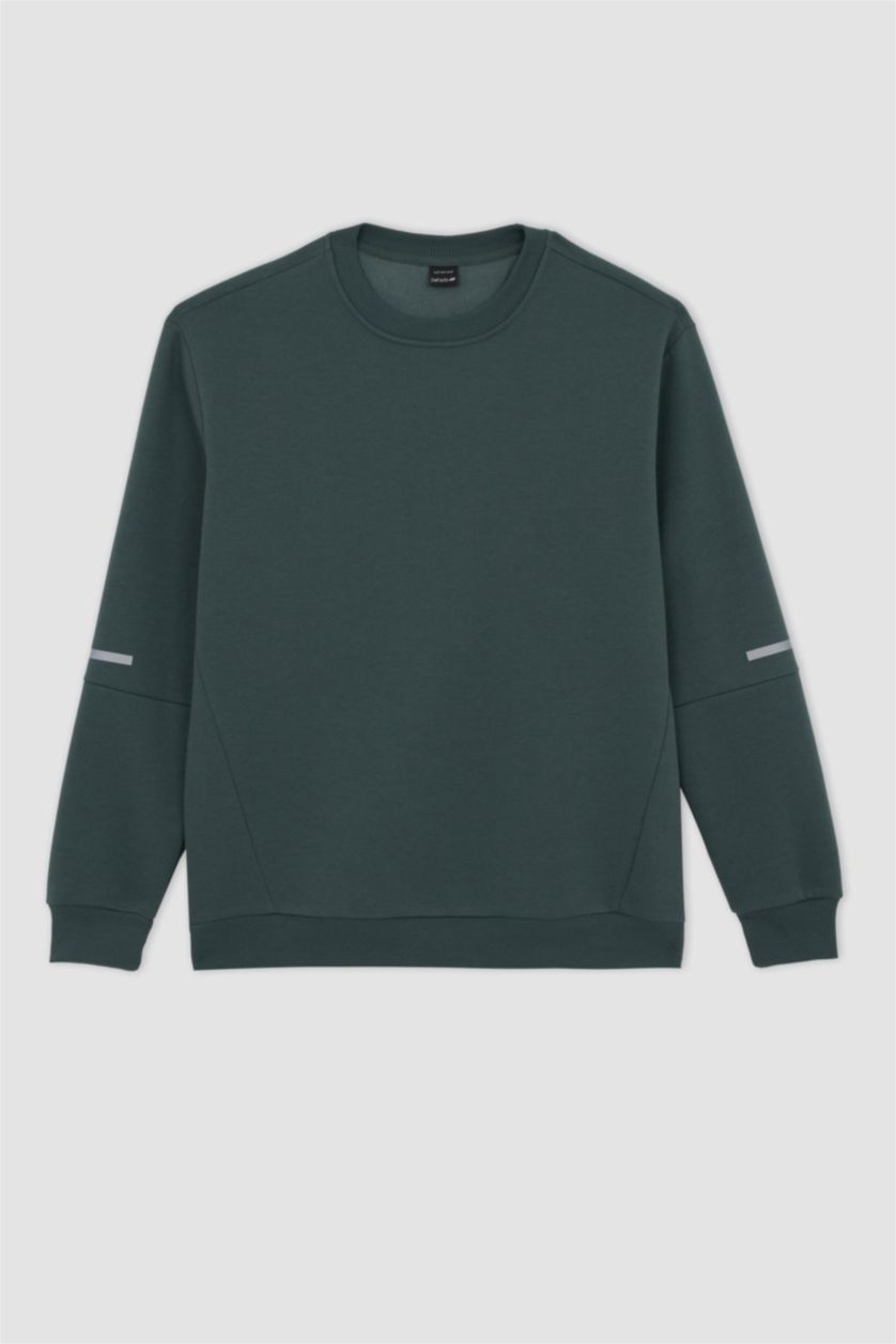 Men Green Standard Fit Thick Sweatshirt Fabric Sweatshirt