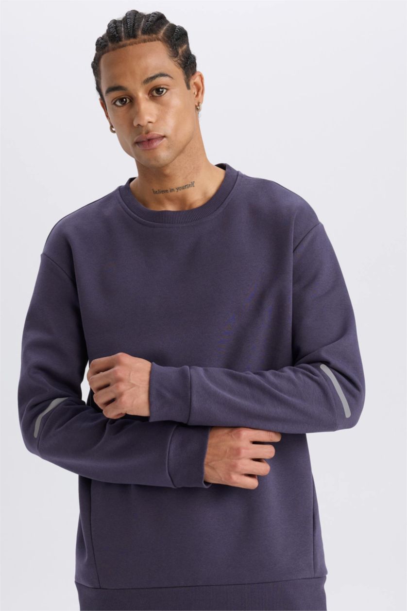 Men Dark Purple Standard Fit Thick Sweatshirt Fabric Sweatshirt