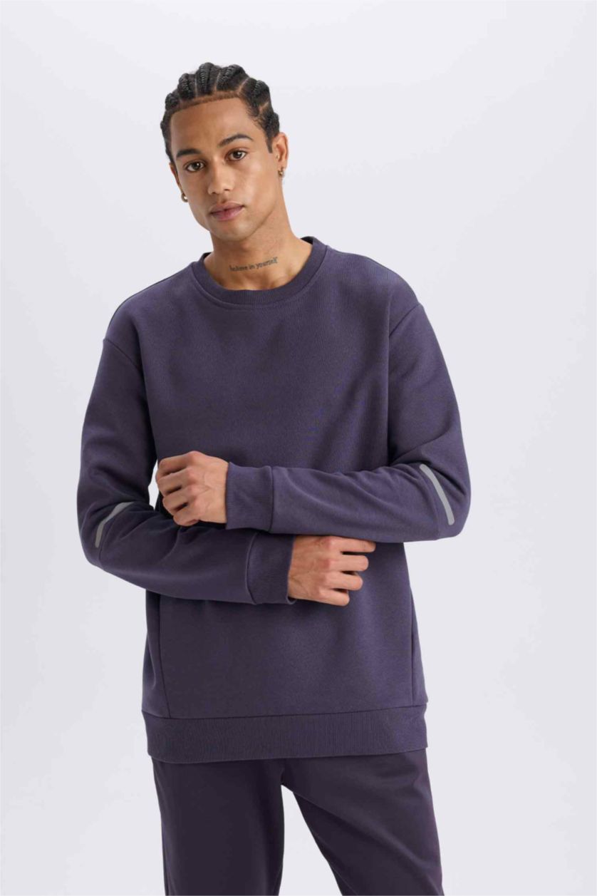 Men Dark Purple Standard Fit Thick Sweatshirt Fabric Sweatshirt