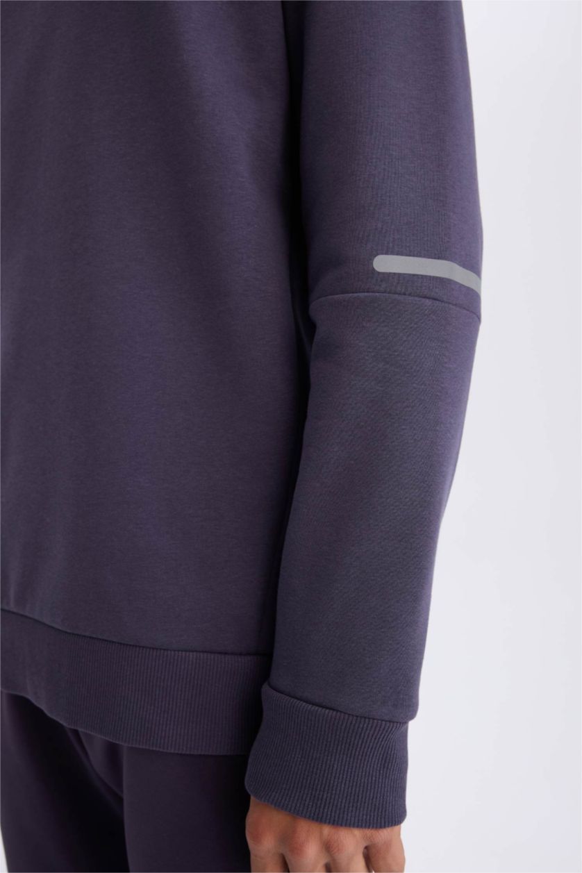 Men Dark Purple Standard Fit Thick Sweatshirt Fabric Sweatshirt