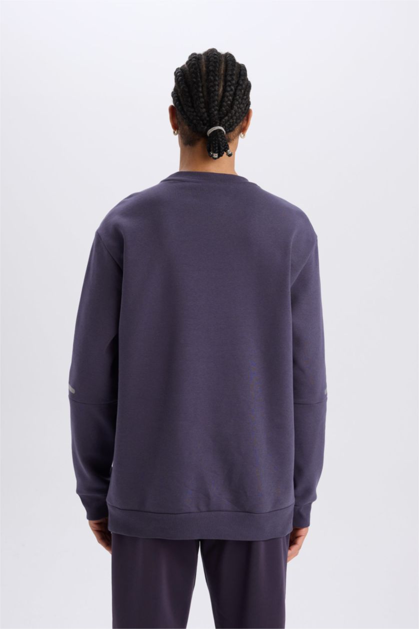 Men Dark Purple Standard Fit Thick Sweatshirt Fabric Sweatshirt