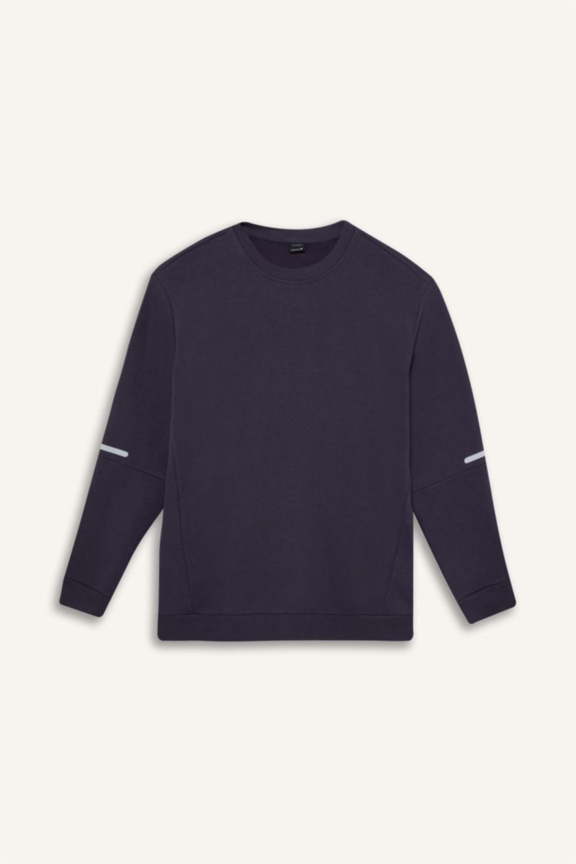 Men Dark Purple Standard Fit Thick Sweatshirt Fabric Sweatshirt