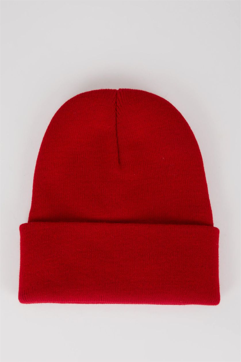 Kadın Kırmızı Kadın Slogan Baskılı Bere