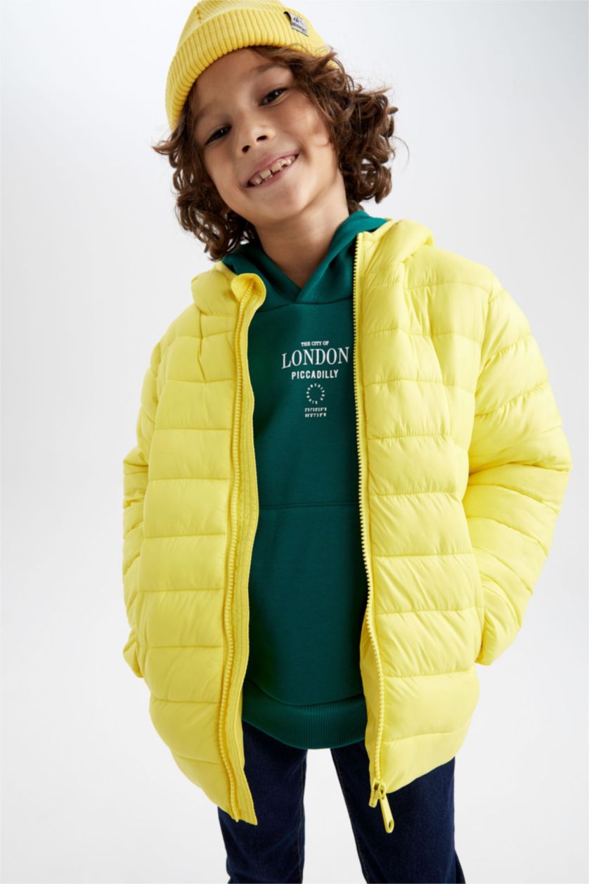 GARÇONS Jaune Doudoune basique imperméable avec Capuche pour garçon