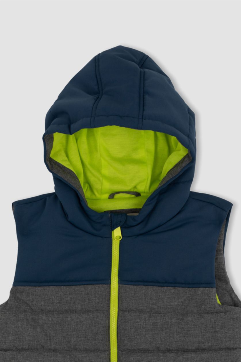 GARÇONS Vert Gilet Gonflable À Capuche Déperlant Garçon