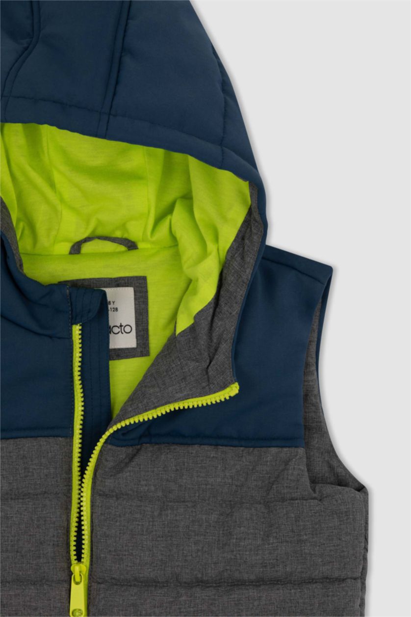 GARÇONS Vert Gilet Gonflable À Capuche Déperlant Garçon