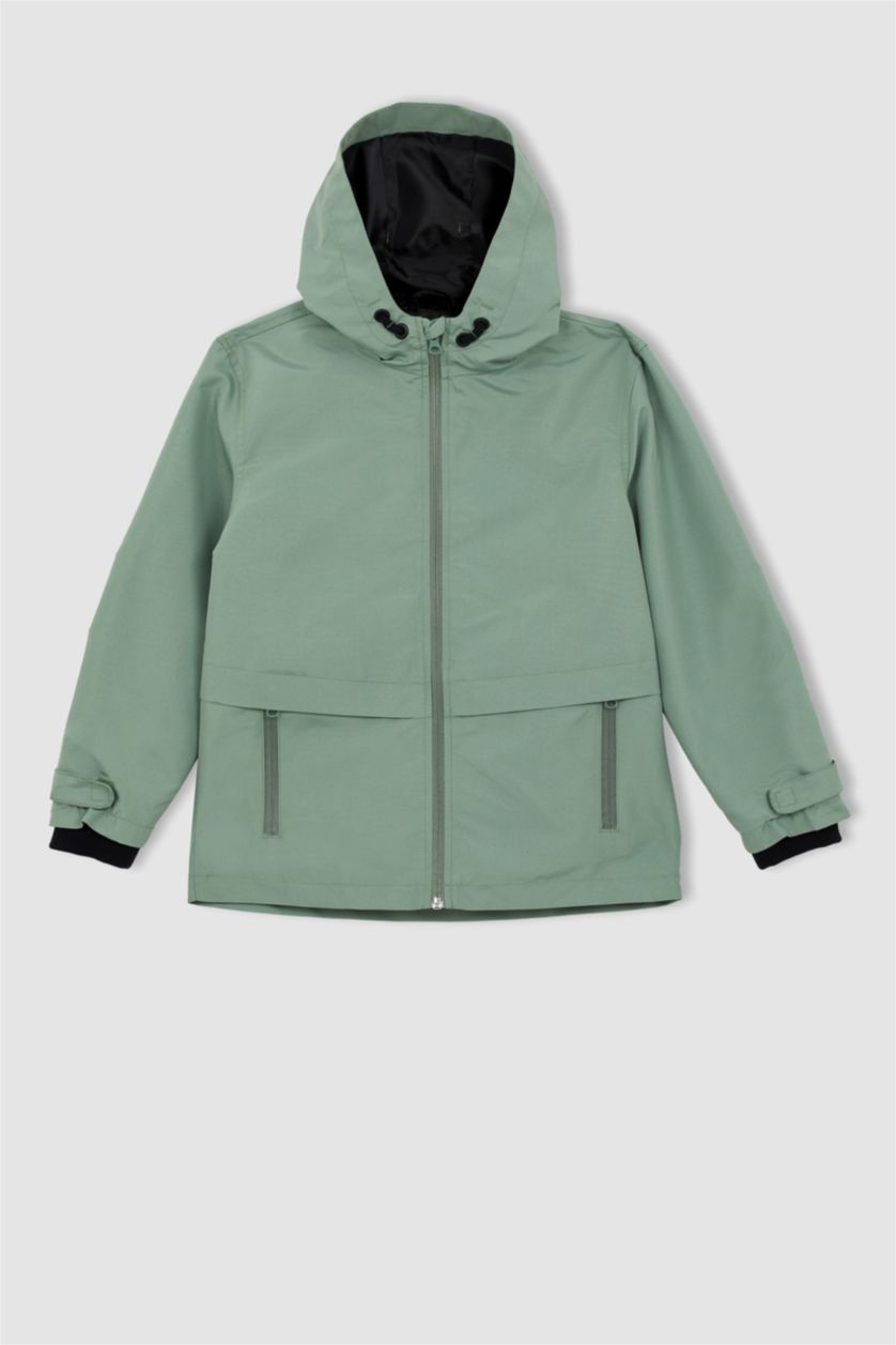 BOYS & TEENS Light Green Boys Water Repellent Hooded Raincoat