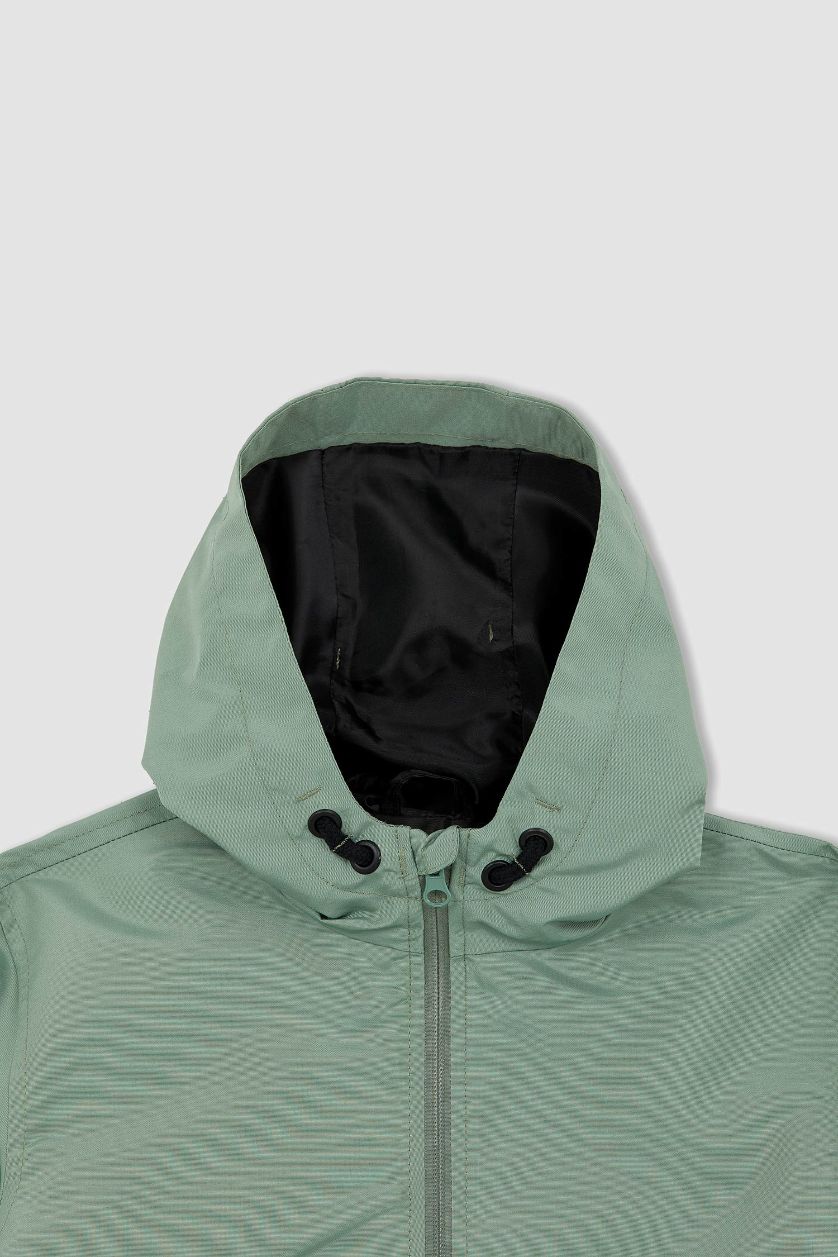 BOYS & TEENS Light Green Boys Water Repellent Hooded Raincoat