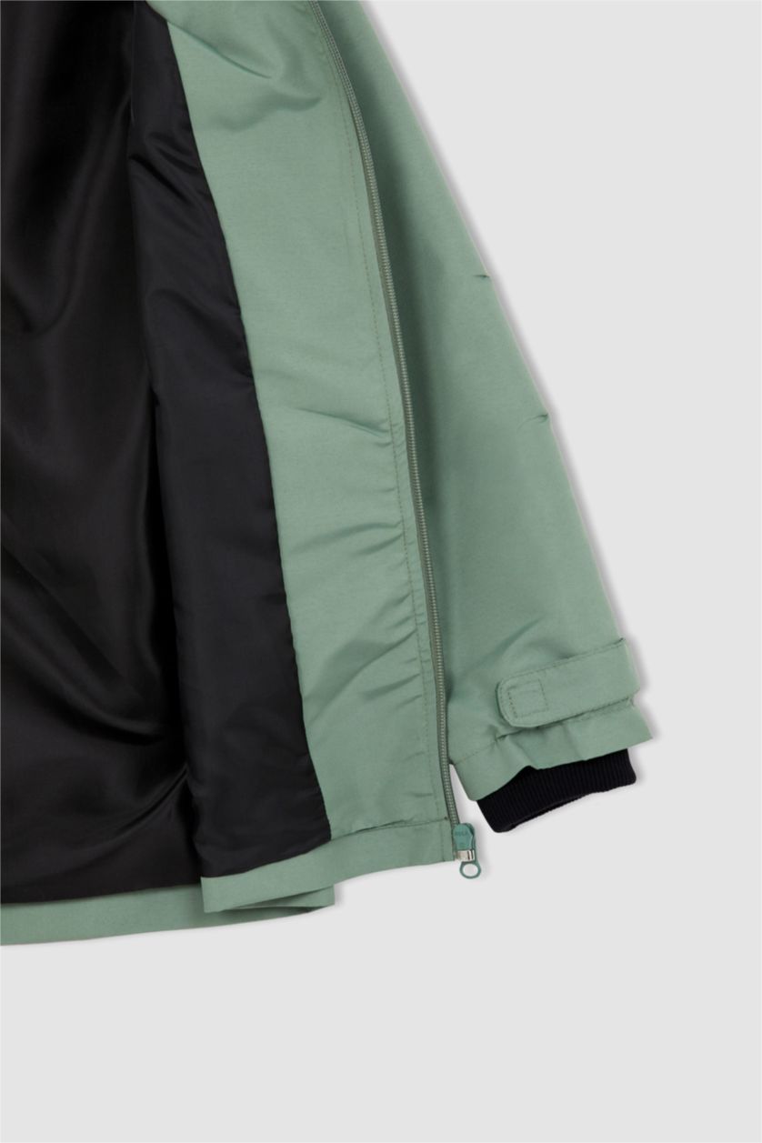 BOYS & TEENS Light Green Boys Water Repellent Hooded Raincoat