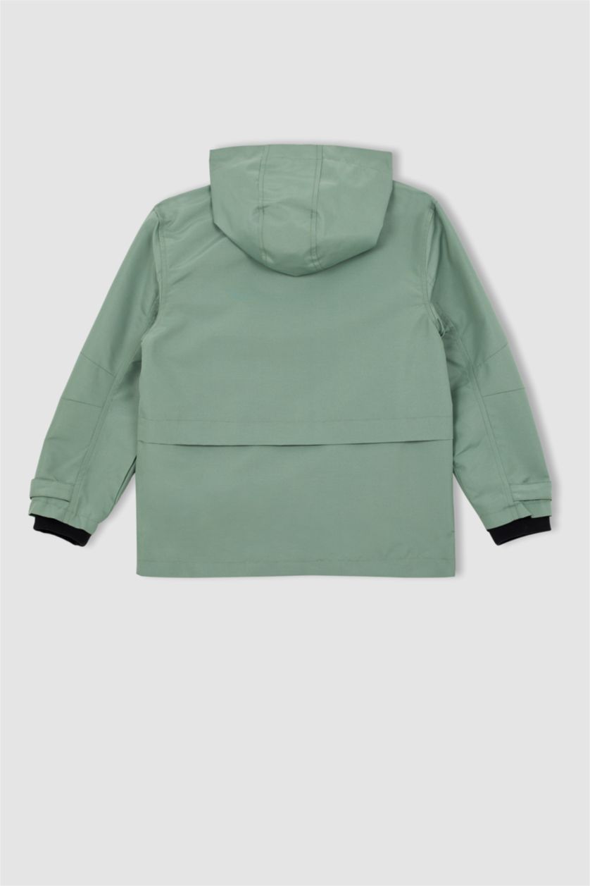 BOYS & TEENS Light Green Boys Water Repellent Hooded Raincoat