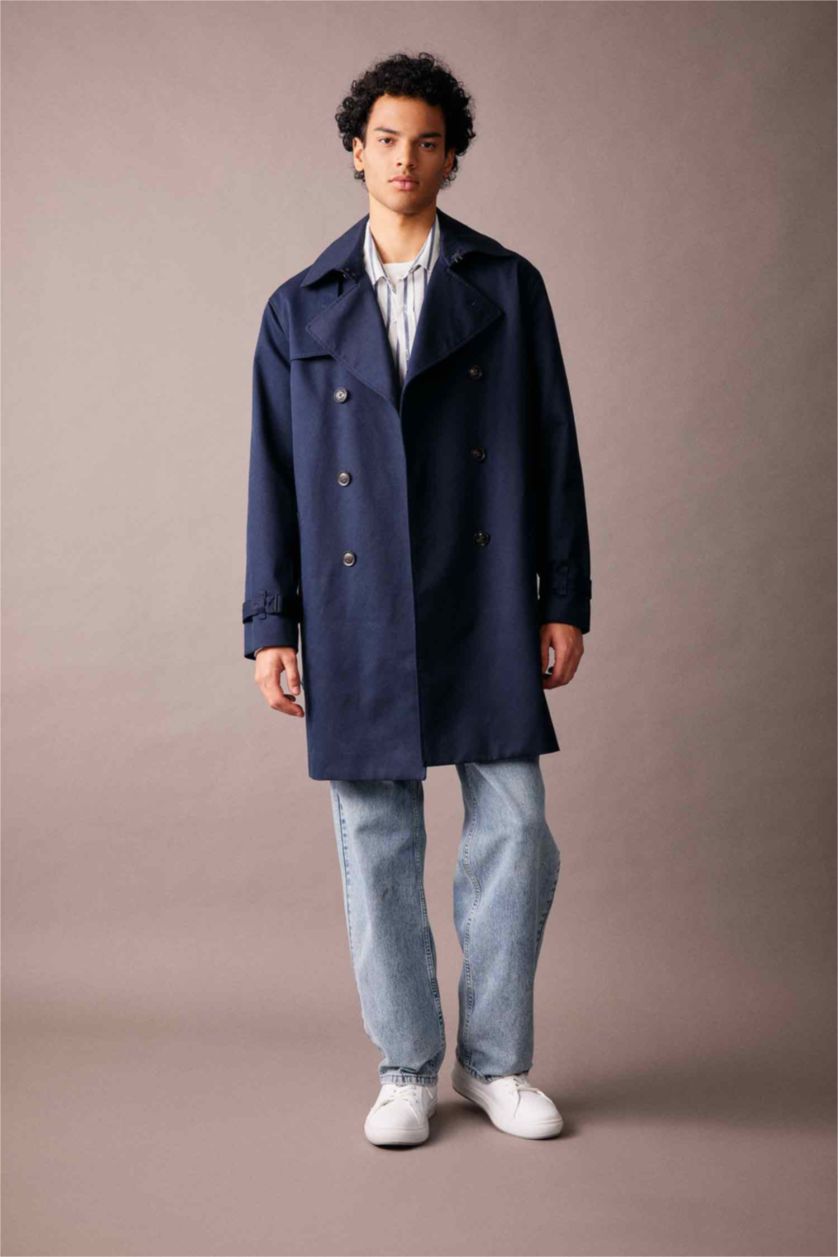 Erkek Lacivert Düğmeli Parka