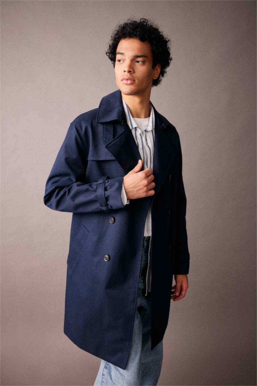 Erkek Lacivert Düğmeli Parka