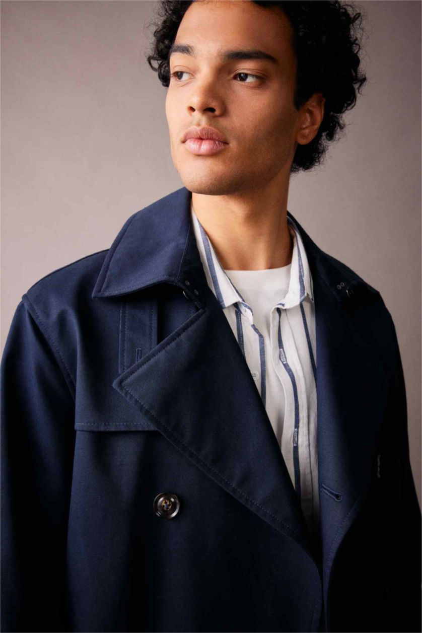 Erkek Lacivert Düğmeli Parka