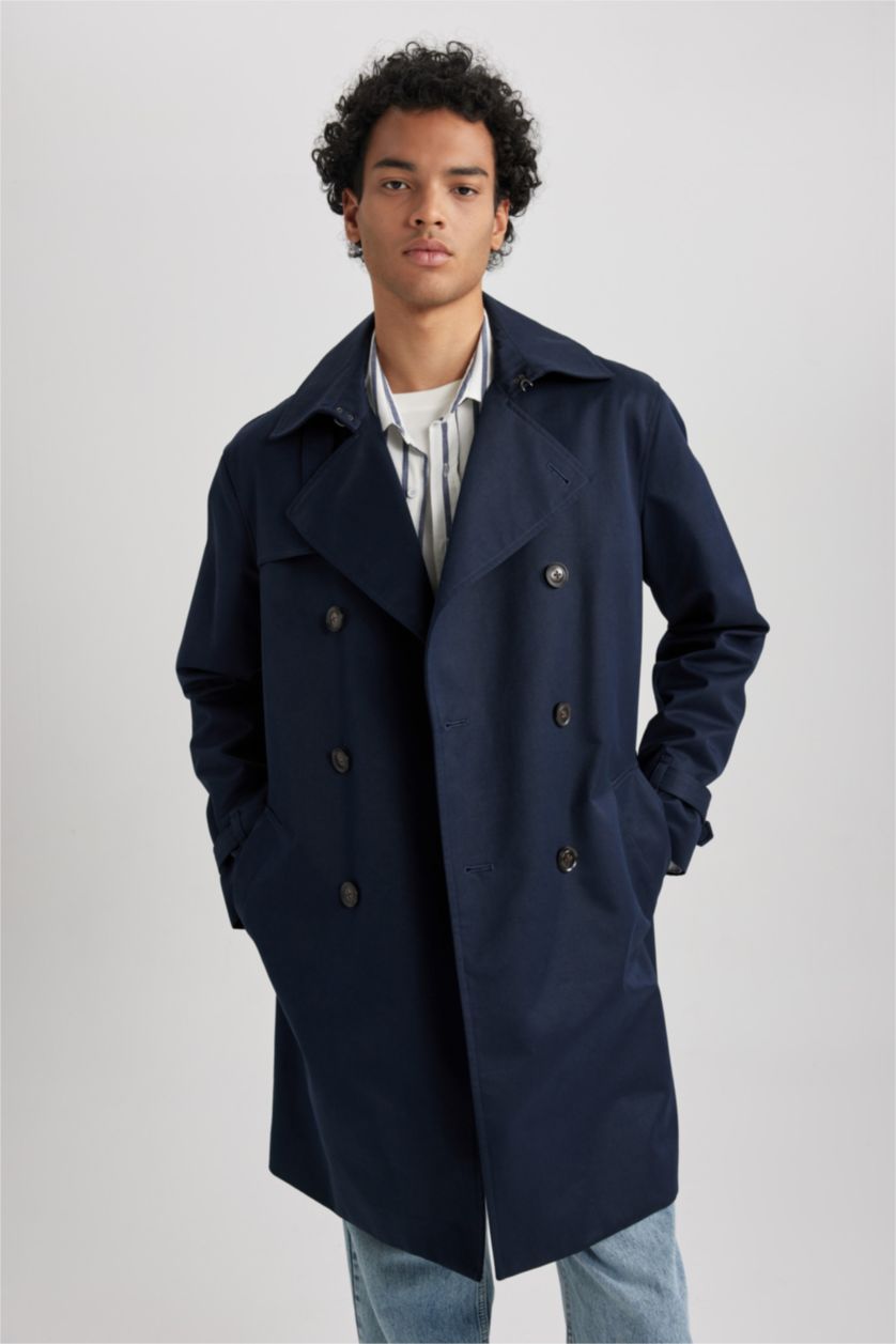 Erkek Lacivert Düğmeli Parka