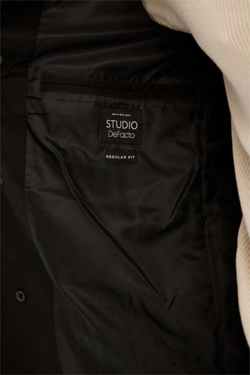 Мужчины Черный Тренчкот водоотталкивающий стандатного кроя