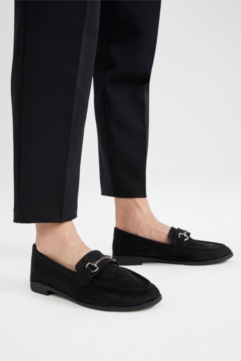 نساء أسود حذاء كاجوال نسائي بدون كعب من جلد مدبوغ