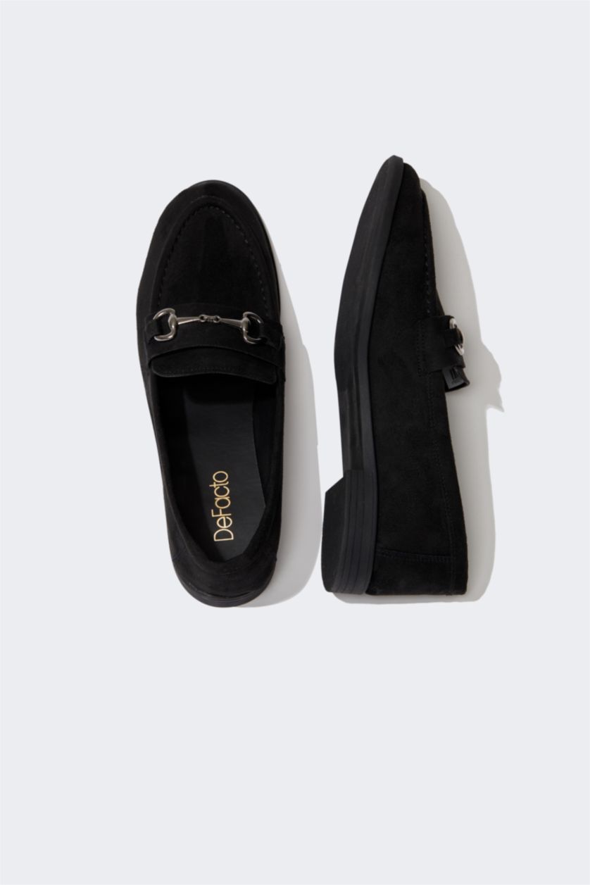 نساء أسود حذاء كاجوال نسائي بدون كعب من جلد مدبوغ