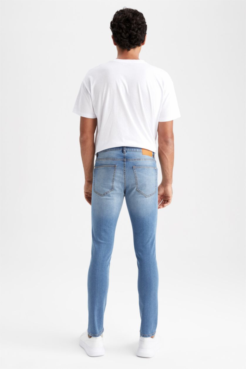 رجالي أزرق بنطلون جينز سوبر سكيني فيت برجل ضيقة وخصر عادي