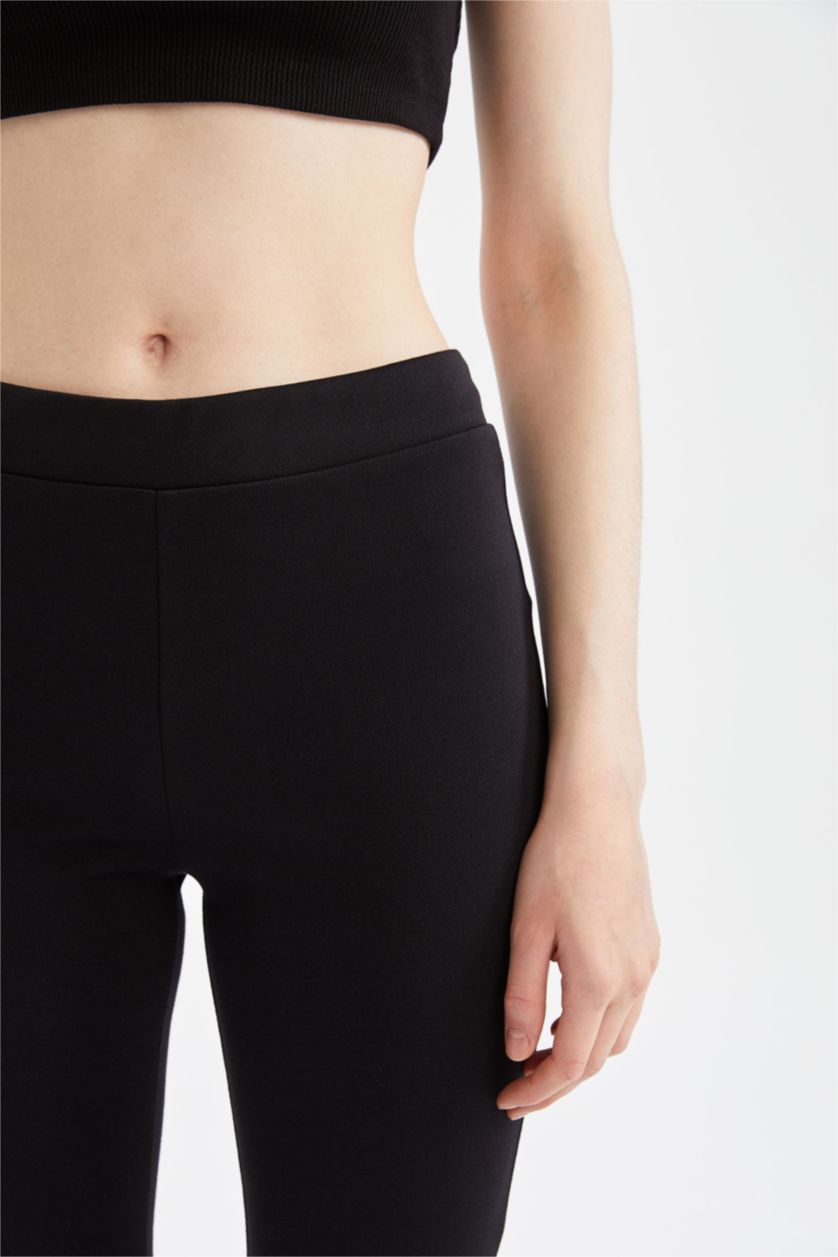 Kadın Siyah Normal Bel Flare Fıt Pantolon