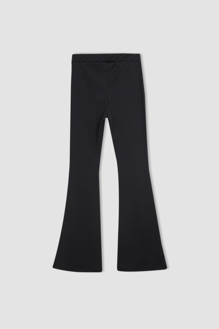 Kadın Siyah Normal Bel Flare Fıt Pantolon