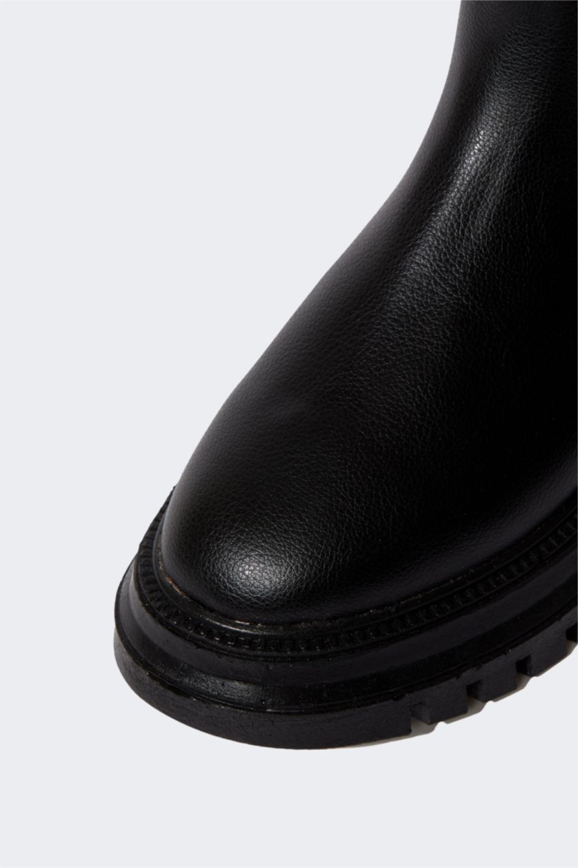 نساء أسود جزمة نسائي شتوي بكعب سميك بسحاب