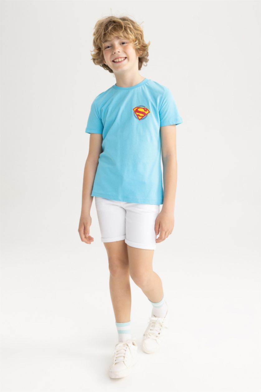BOYS & TEENS Turquoise Regular Fit Superman Licensed Short Sleeve T-Shirt