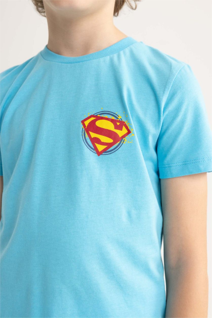 BOYS & TEENS Turquoise Regular Fit Superman Licensed Short Sleeve T-Shirt