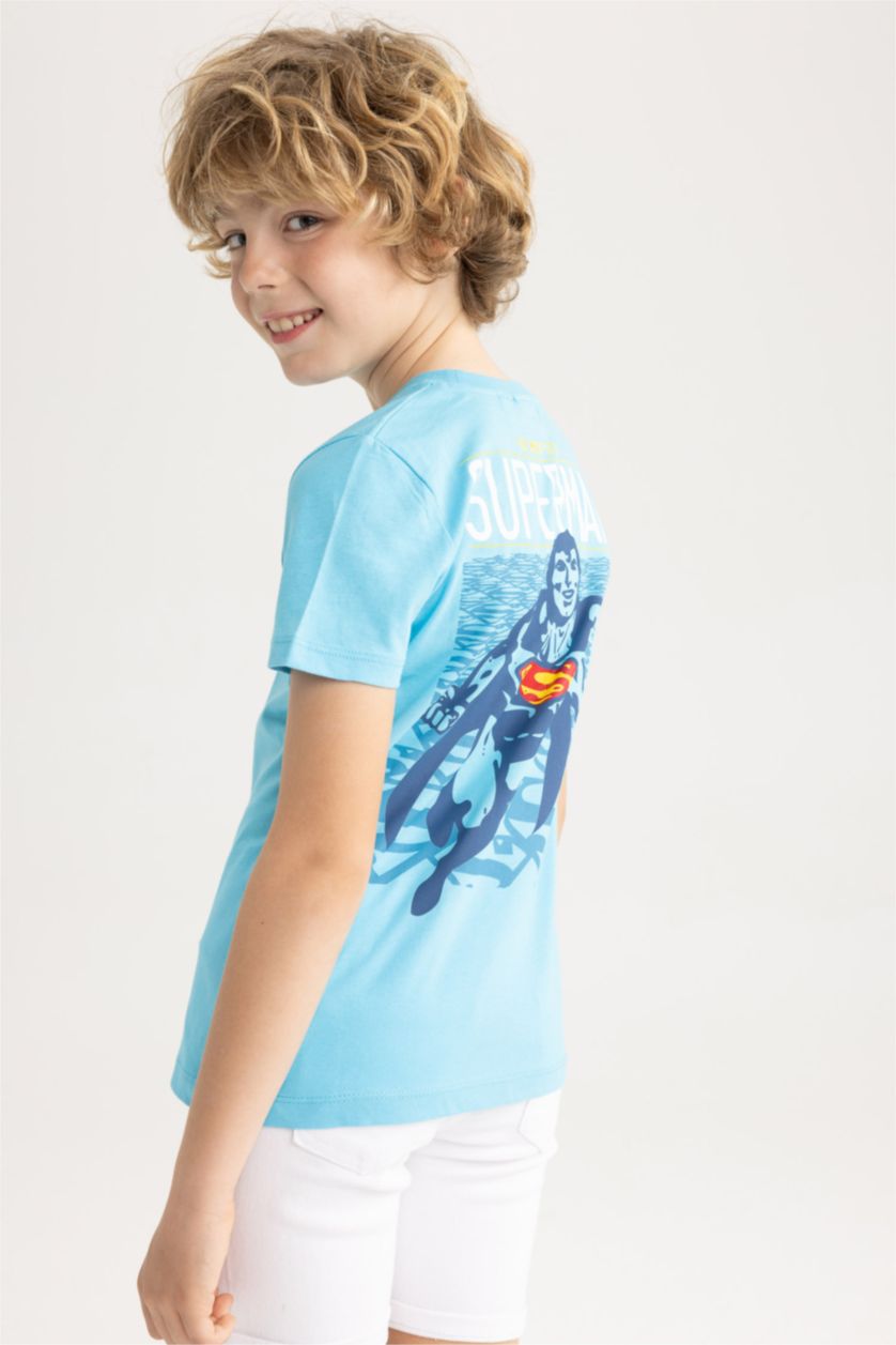 BOYS & TEENS Turquoise Regular Fit Superman Licensed Short Sleeve T-Shirt