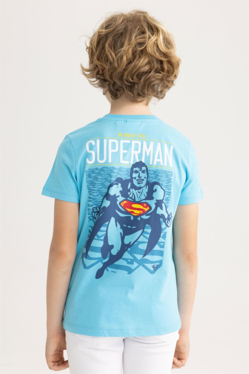 BOYS & TEENS Turquoise Regular Fit Superman Licensed Short Sleeve T-Shirt