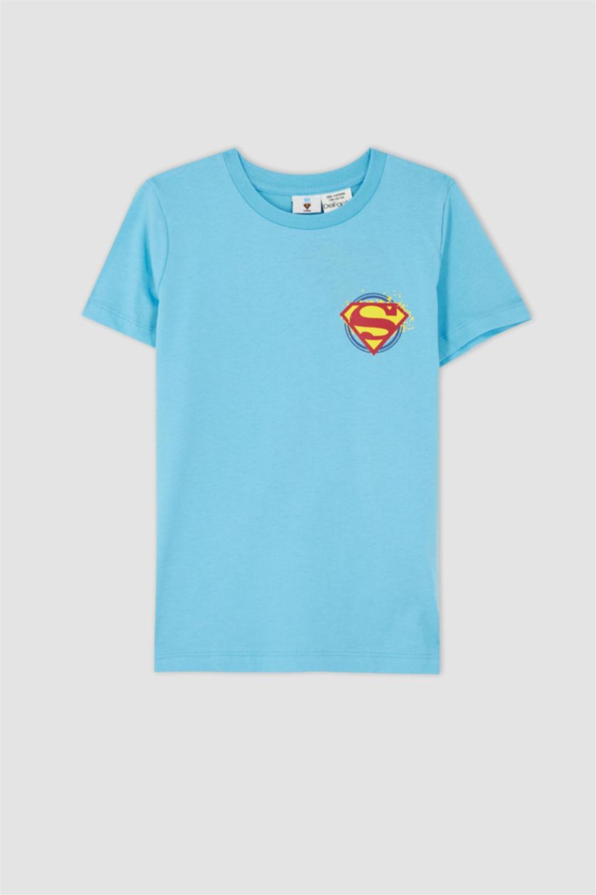 BOYS & TEENS Turquoise Regular Fit Superman Licensed Short Sleeve T-Shirt