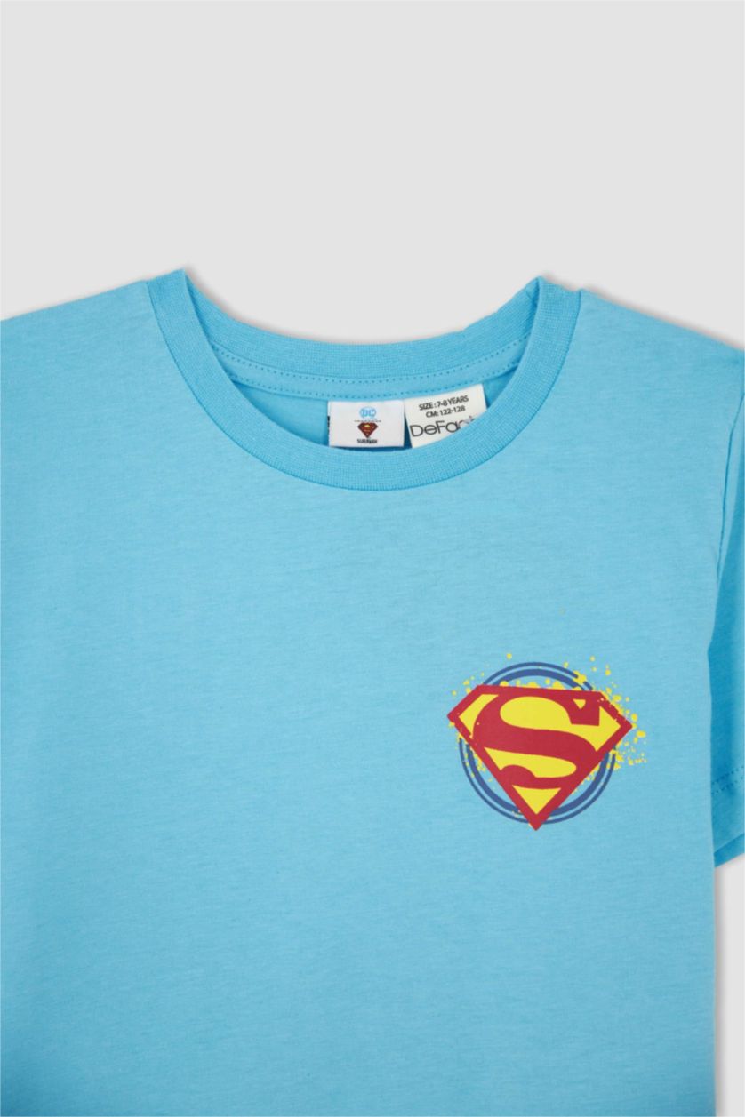 BOYS & TEENS Turquoise Regular Fit Superman Licensed Short Sleeve T-Shirt
