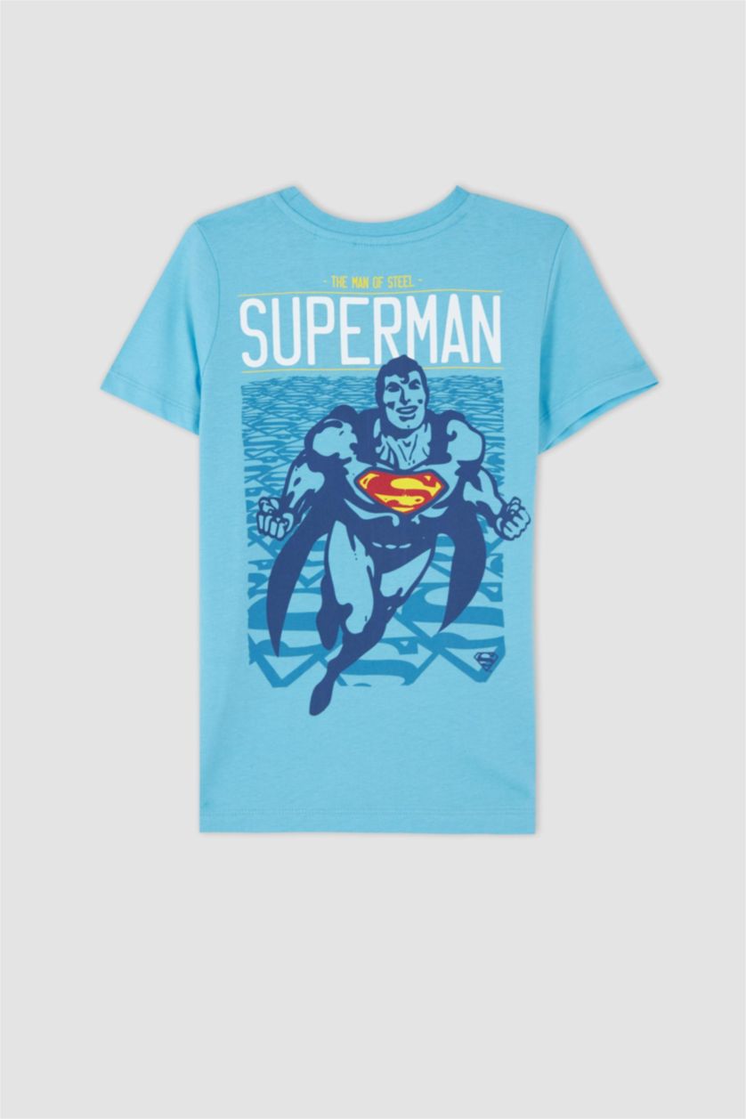 BOYS & TEENS Turquoise Regular Fit Superman Licensed Short Sleeve T-Shirt