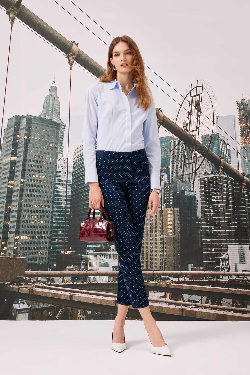 نساء أزرق فاتح Slim Fit Long Sleeve Shirt