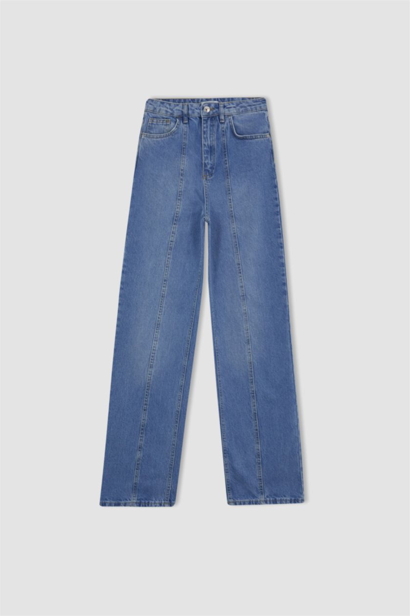 WOMAN Blue 90 Wide Leg Long  Cotton Jeans