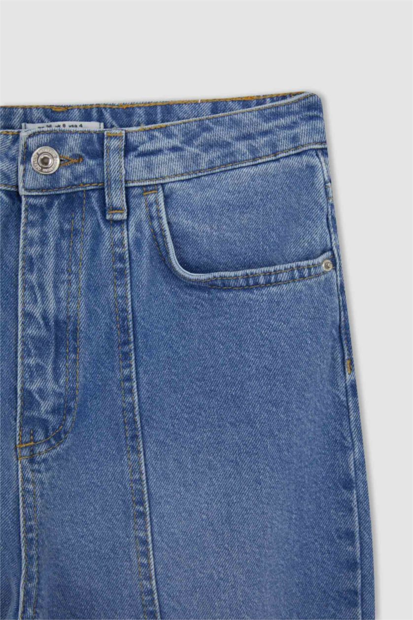 WOMAN Blue 90 Wide Leg Long  Cotton Jeans