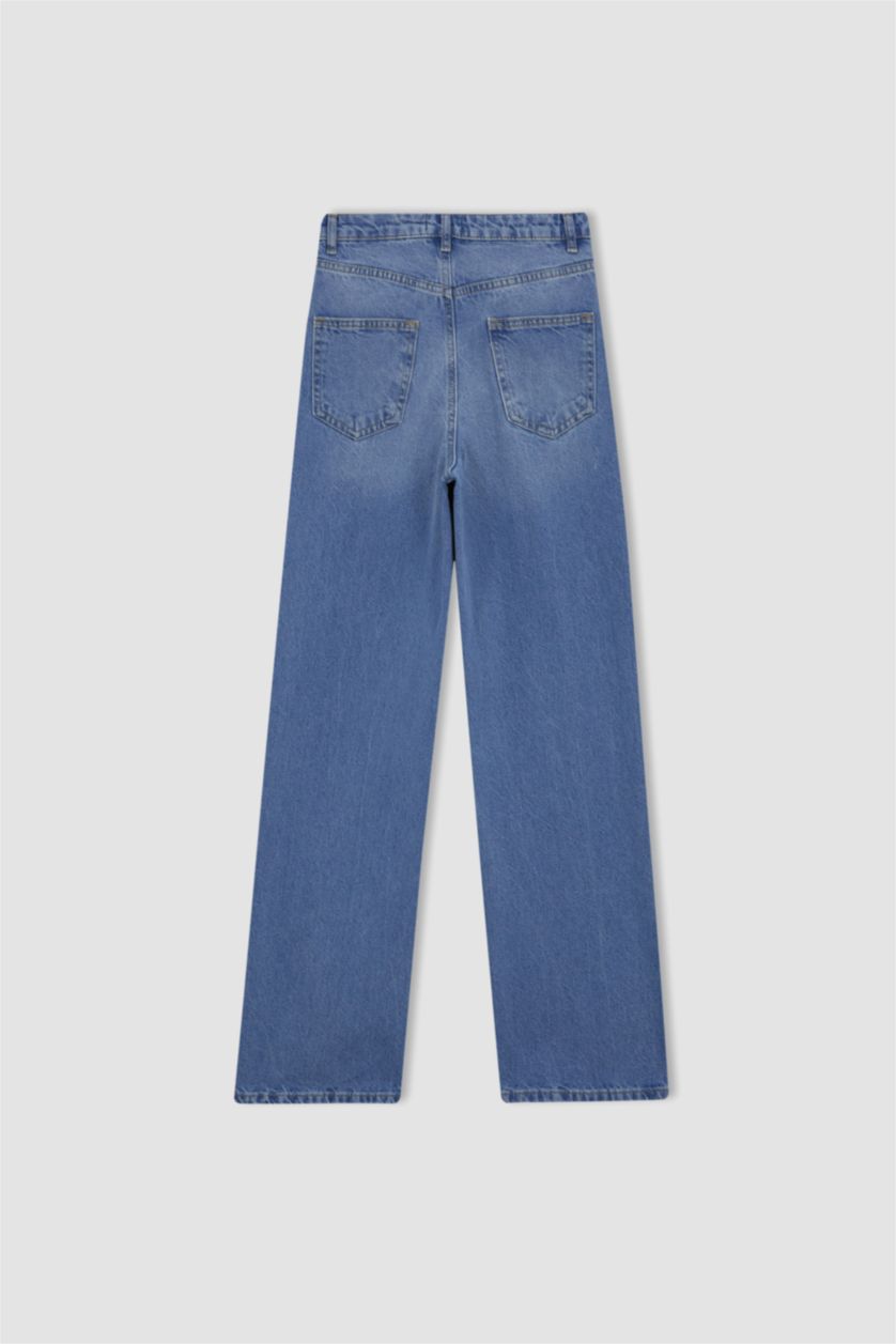 WOMAN Blue 90 Wide Leg Long  Cotton Jeans