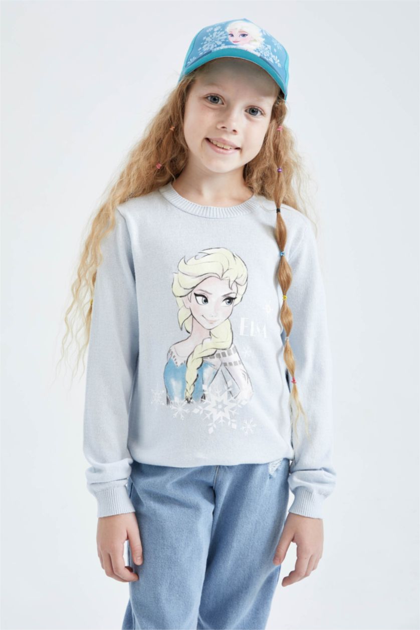 GIRLS & TEENS Light Blue Girl Regular Fit Frozen Licensed Crew Neck Pullover