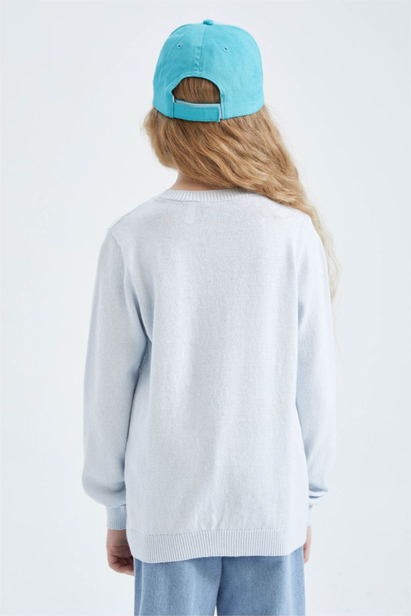 GIRLS & TEENS Light Blue Girl Regular Fit Frozen Licensed Crew Neck Pullover