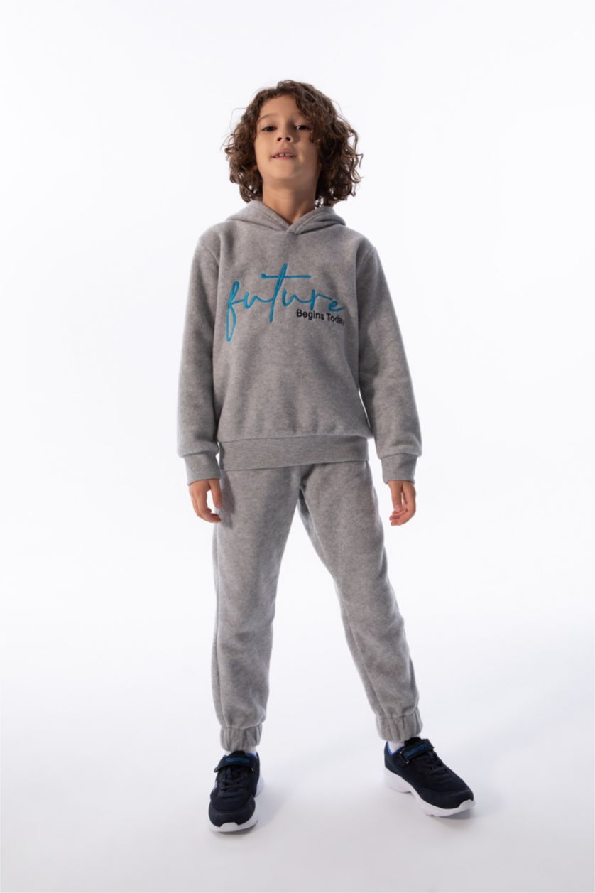 أولادي ميلانج رمادي بنطلون سويت بانتس ولادي قطيفة بقصة عادية