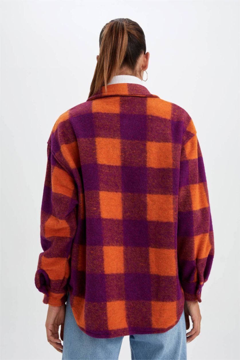 Женская Оранжевый Рубашка с длинным рукавом