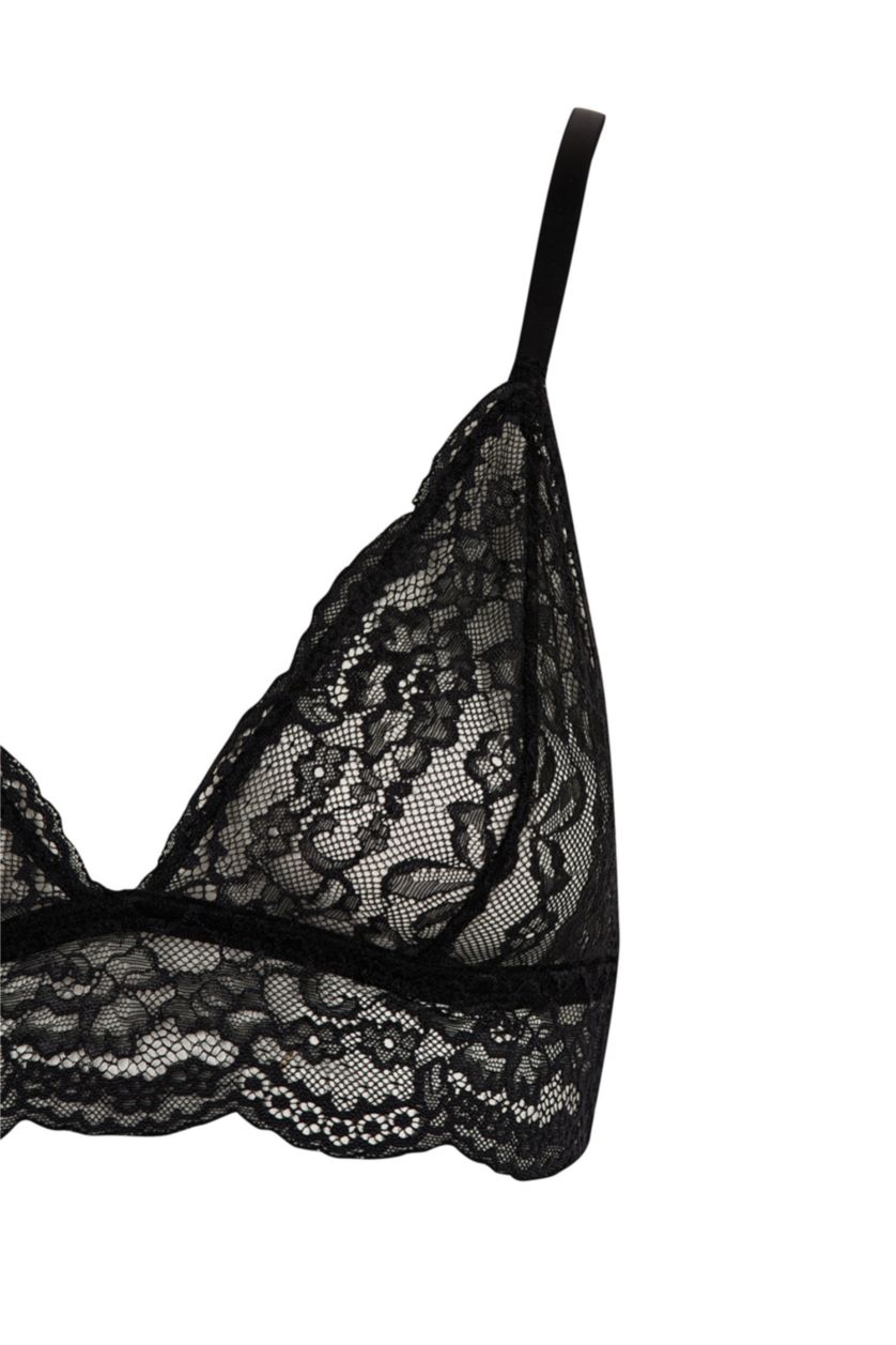 Kadın Siyah Fall in Love Dantelli Kapsız Pedsiz Bra