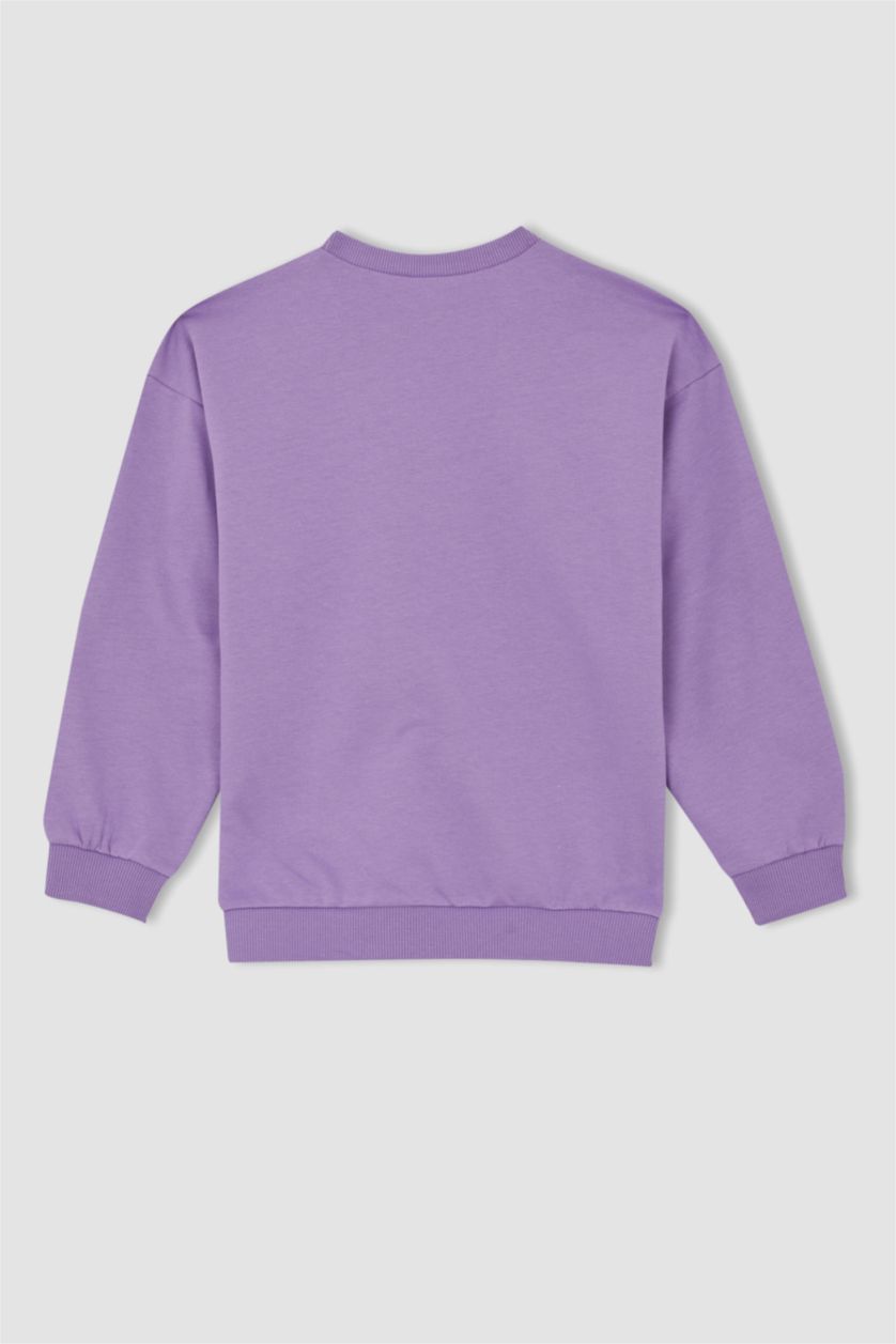 GIRLS & TEENS Lilac Girl's Oversize Fit Thin Sweatshirt Fabric Mickey Mouse & Friends Licensed Crew Neck Sweatshirt