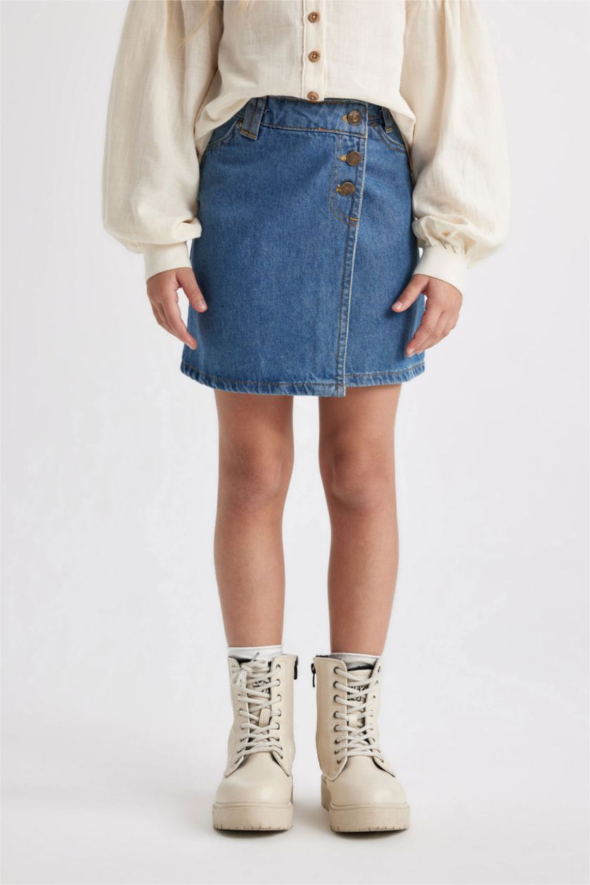 بنات أزرق تنورة جينز بناتي قصة عادية