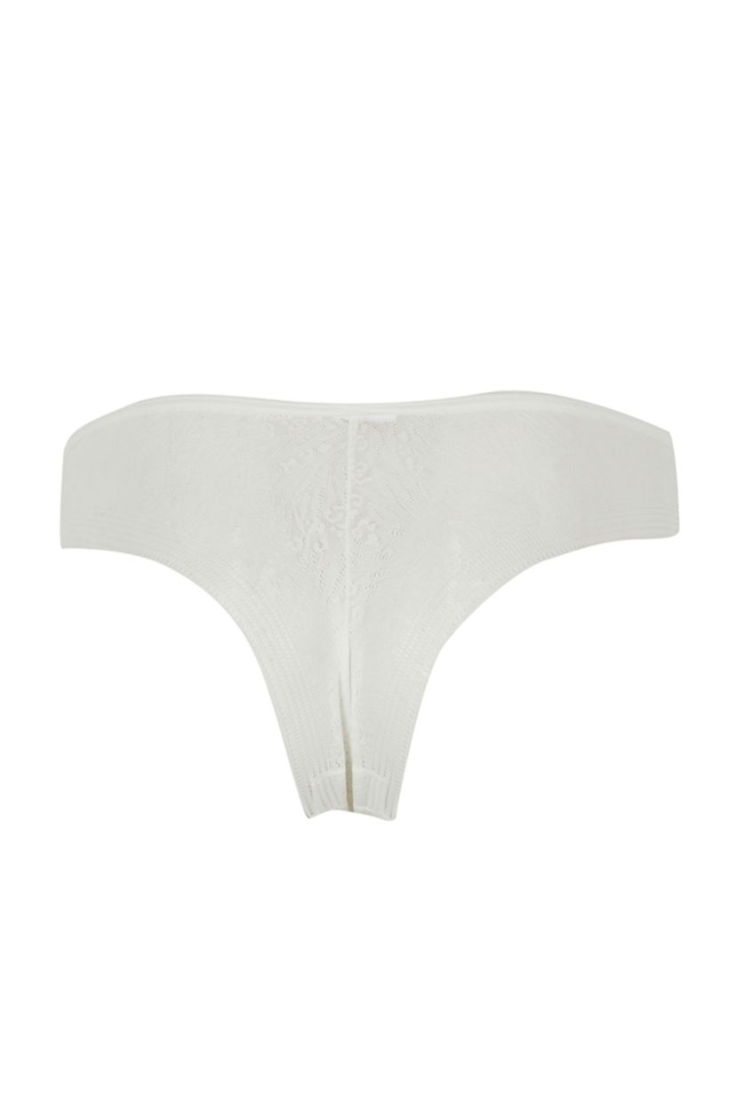 Woman Ecru Lace Slip Panty
