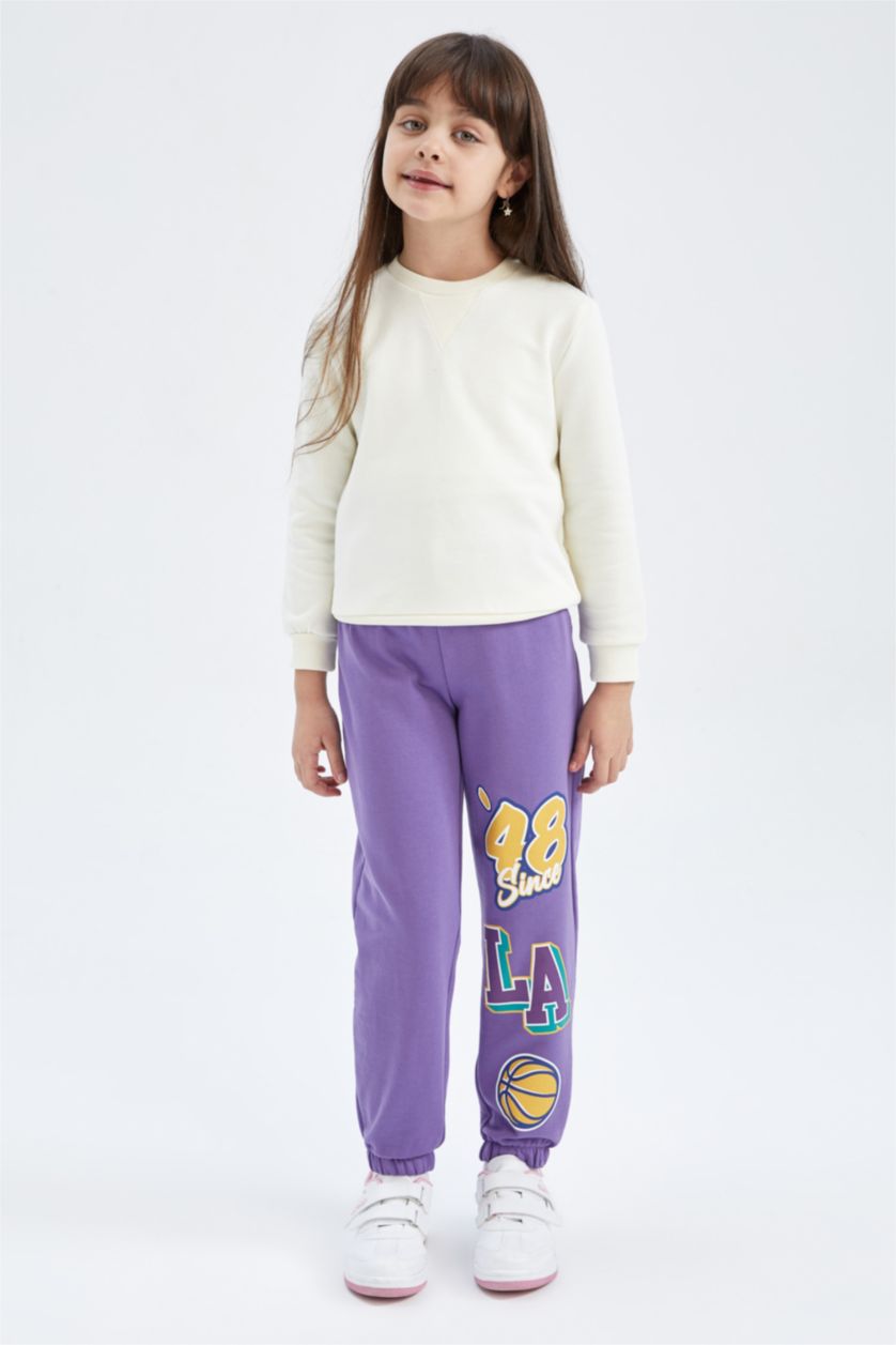 بناتي بنفسجي بنطلون سويت بانتس بناتي بحافة مطاطي