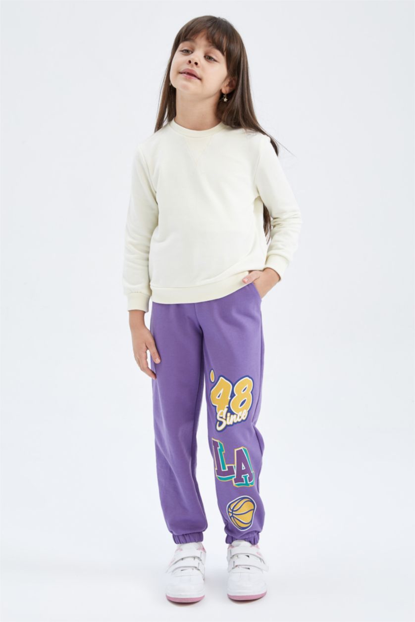 بناتي بنفسجي بنطلون سويت بانتس بناتي بحافة مطاطي