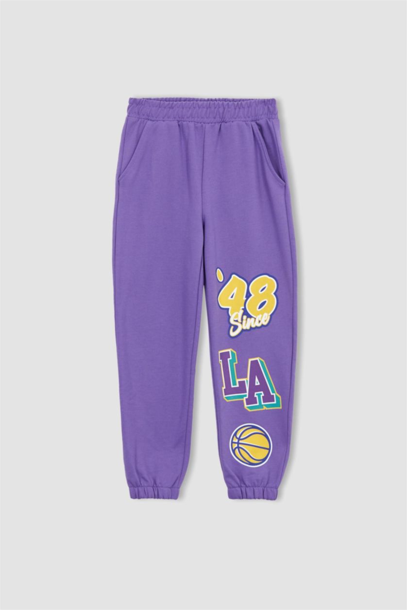 بناتي بنفسجي بنطلون سويت بانتس بناتي بحافة مطاطي